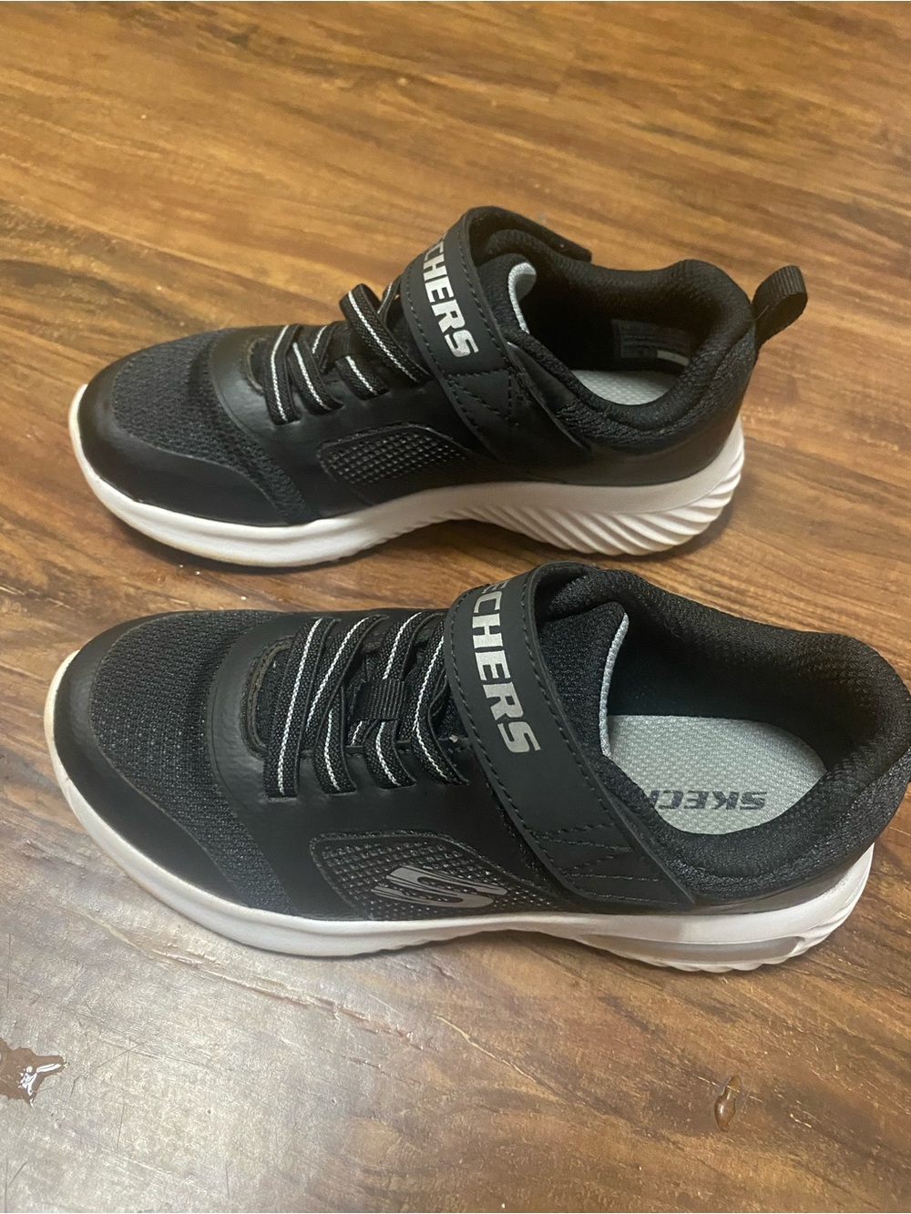 Skechers Kids Black and White Hook-and-Loop Athletic Sneakers